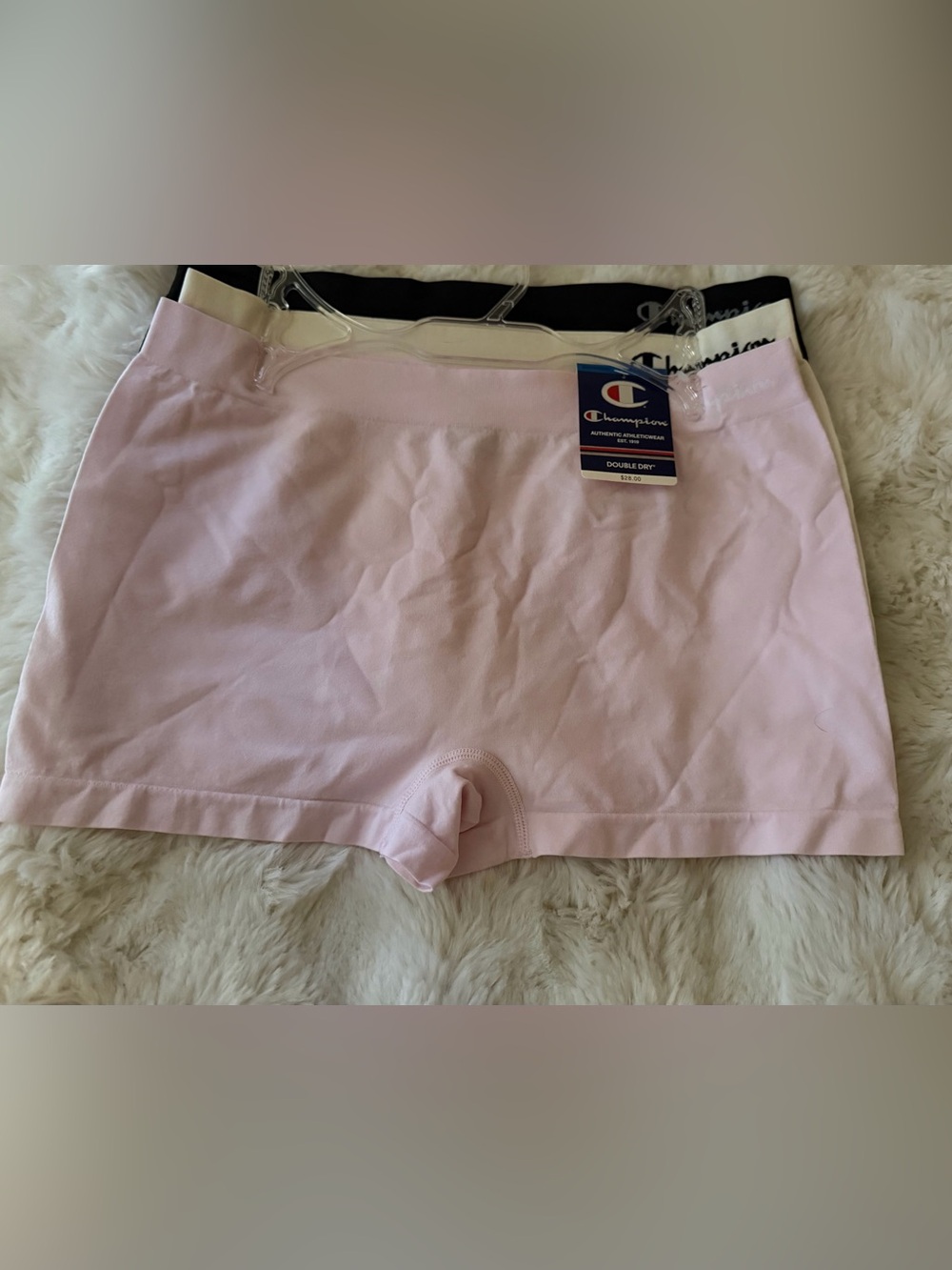 XL Champion Seamless Boyshorts Trio in Light Pink, cream & Black